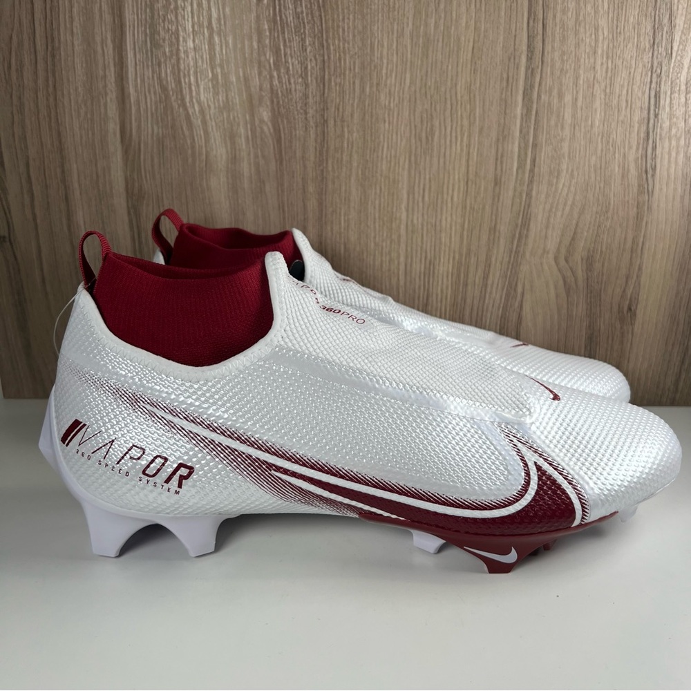 Nike Vapor Edge Pro 360 Football Cleats White Red Crimson CV6345-105 Men’s 14